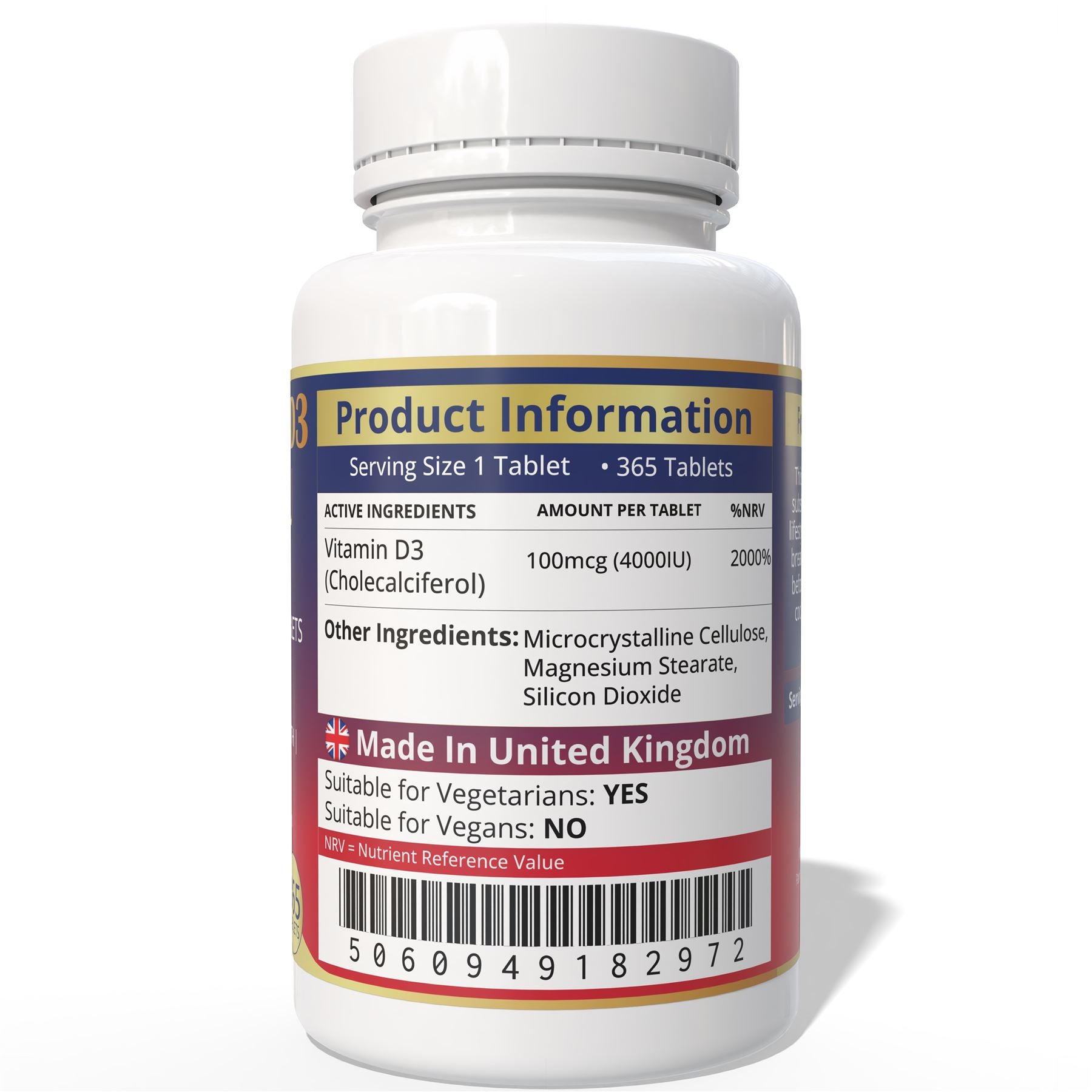 Brits Vita Vitamin D3 - 365 Tablets - 4000IU Teeth, Bone & Muscle health, Vit D