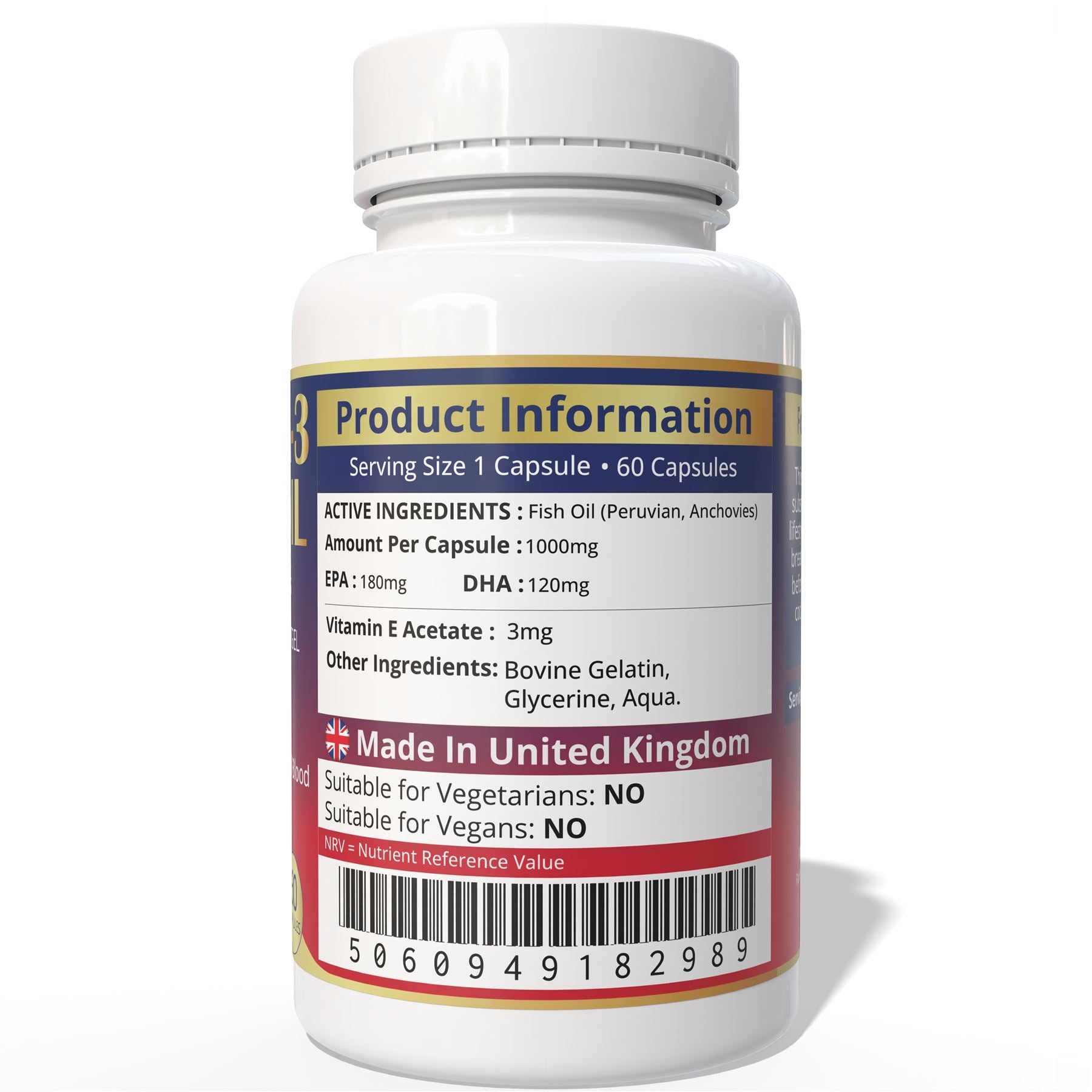 Brits Vita Omega 3 Fish Oil 1000mg, 60 Softgels, for Heart, Brain & Vision