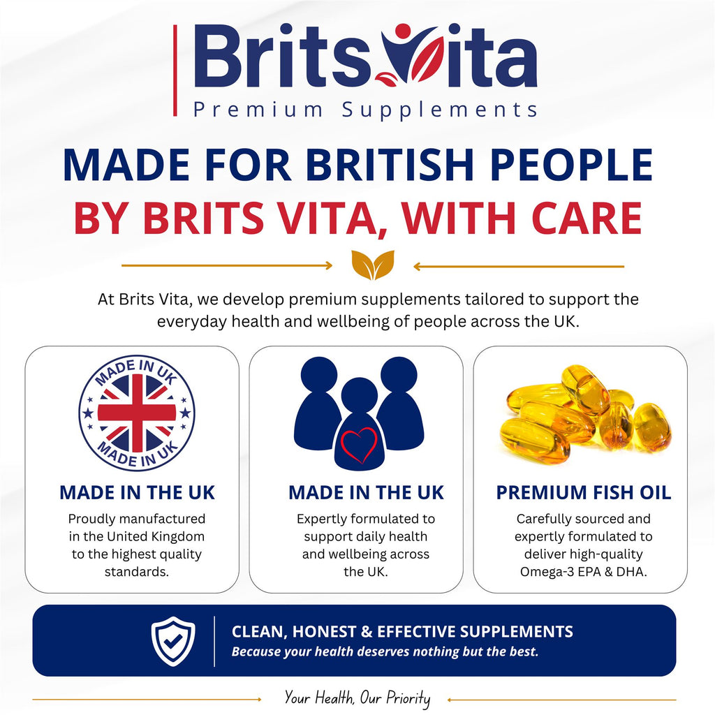 Brits Vita Omega 3 Fish Oil 1000mg, 60 Softgels, for Heart, Brain & Vision