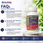 Brits Vita Magnesium Citrate 740mg 60 Capsules Super Strong Effective Vegan - UK