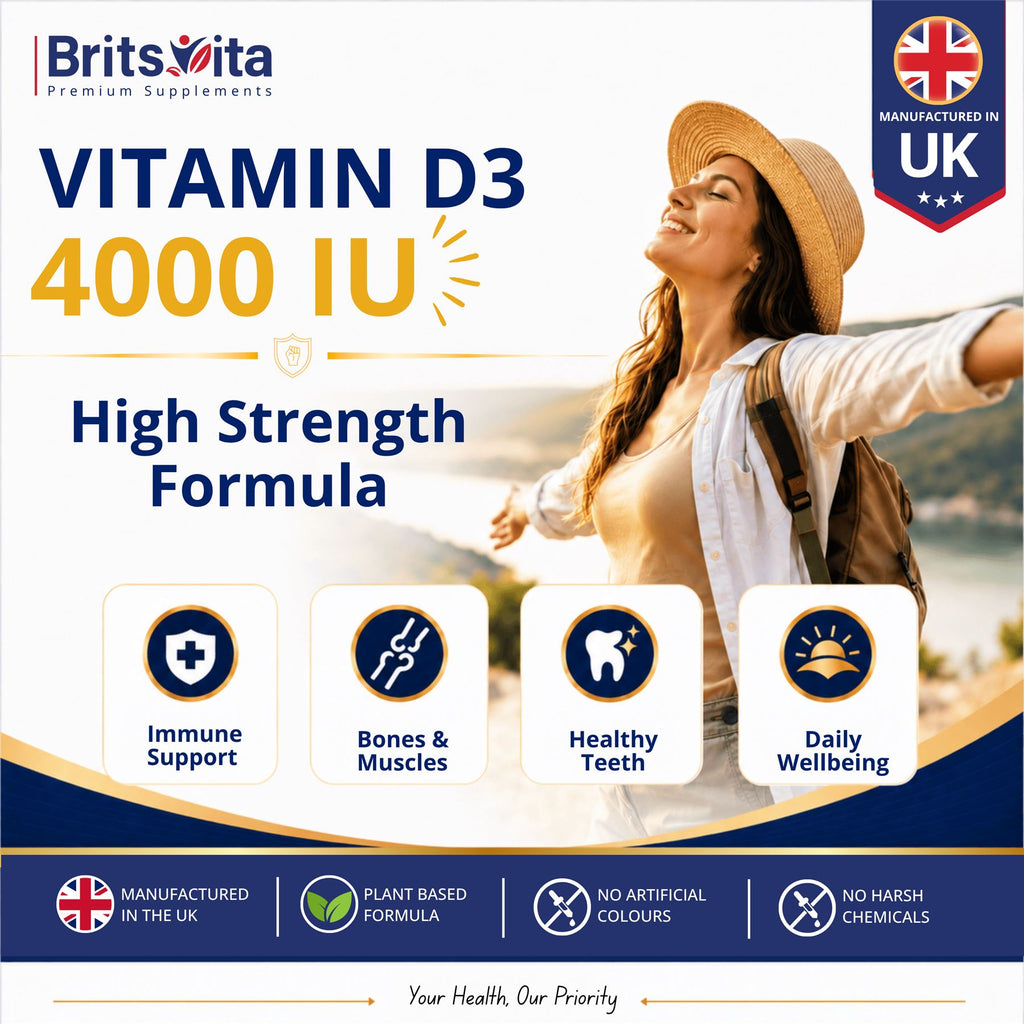 Brits Vita Vitamin D3 - 365 Tablets - 4000IU Teeth, Bone & Muscle health, Vit D