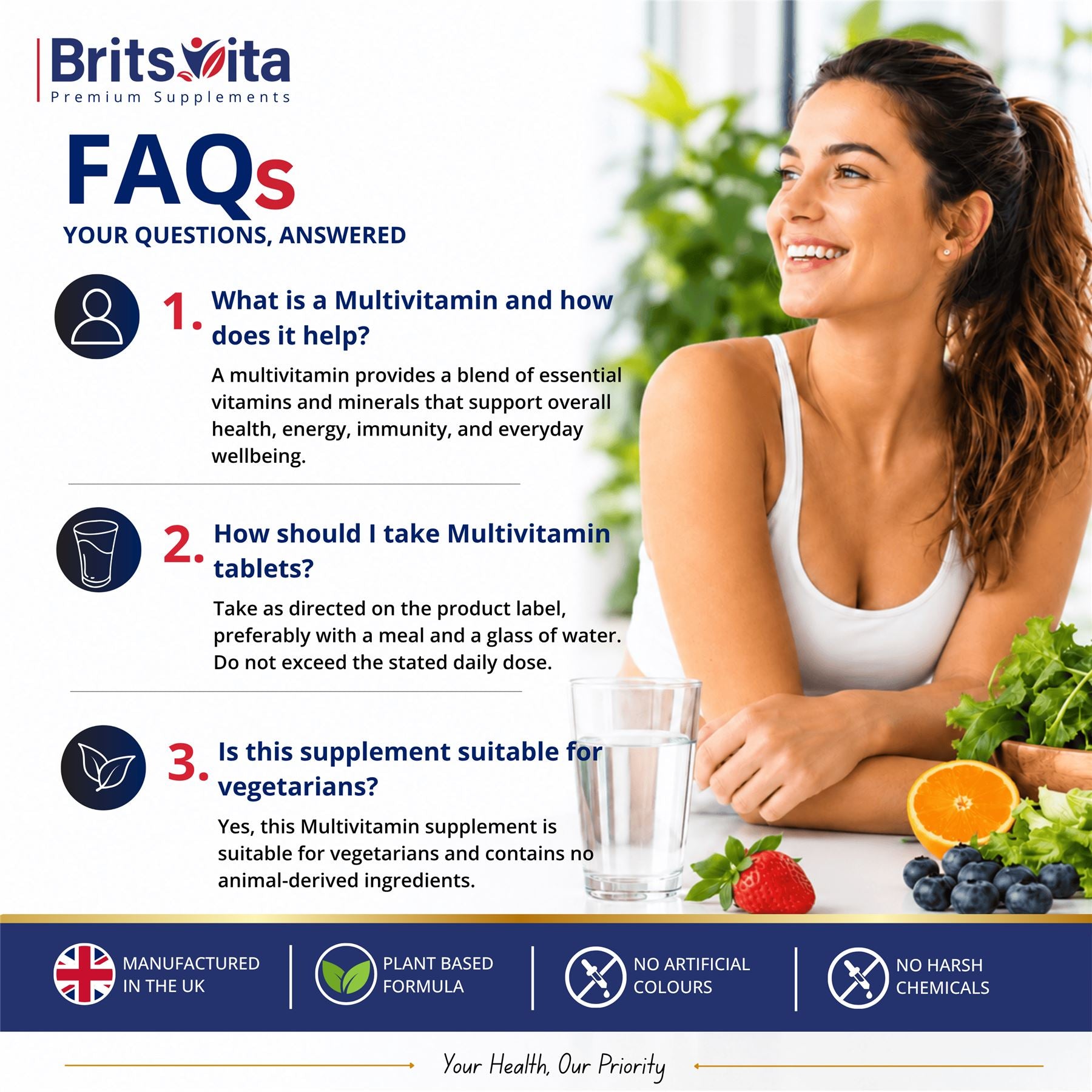 Brits Vita Daily Multi Vitamins 365 Tablets A-Z Essential Multivitamins Tablets