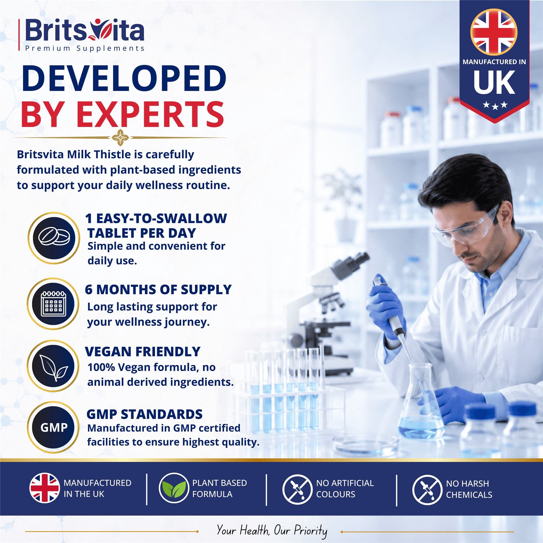 Brits Vita Milk Thistle 4000mg 180 Tablets High Strength 80% Silymarin Vegan UK