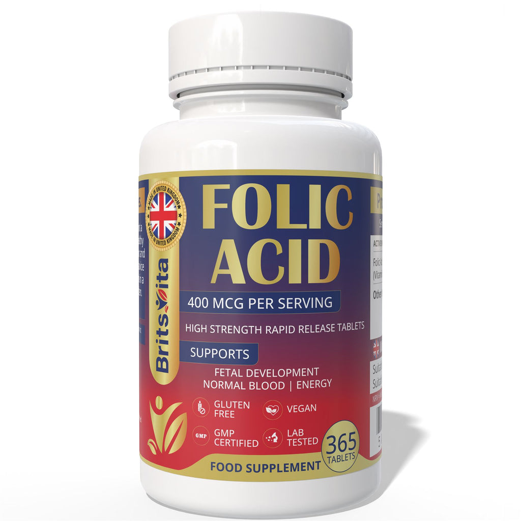 Brits Vita Folic Acid 400mcg 365 Tablets Healthy Pregnancy Support (Vit. B9)