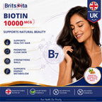 Brits Vita Biotin 10,000mcg 365 High Strength Tablets Vegan Hair Skin Vitamin B7