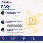 Brits Vita Vitamin D3 - 365 Tablets - 4000IU Teeth, Bone & Muscle health, Vit D
