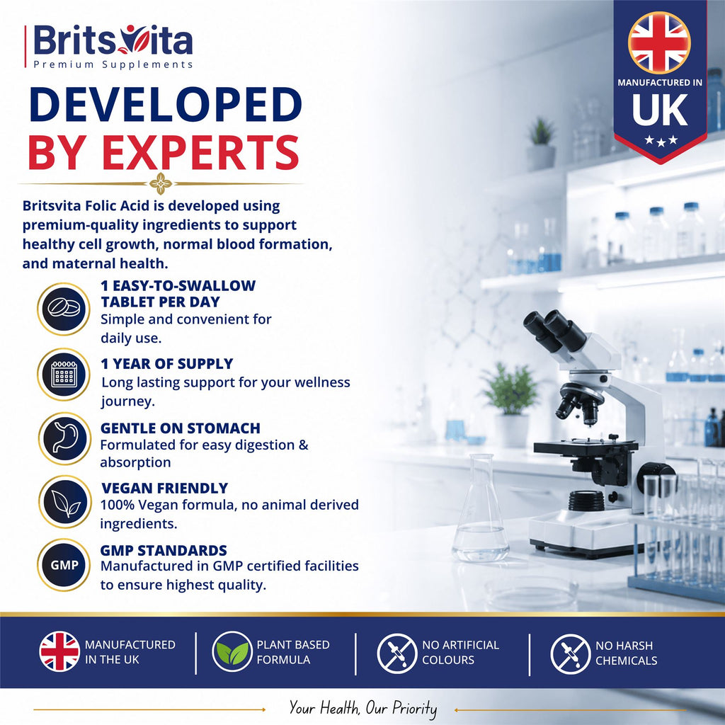 Brits Vita Folic Acid 400mcg 365 Tablets Healthy Pregnancy Support (Vit. B9)