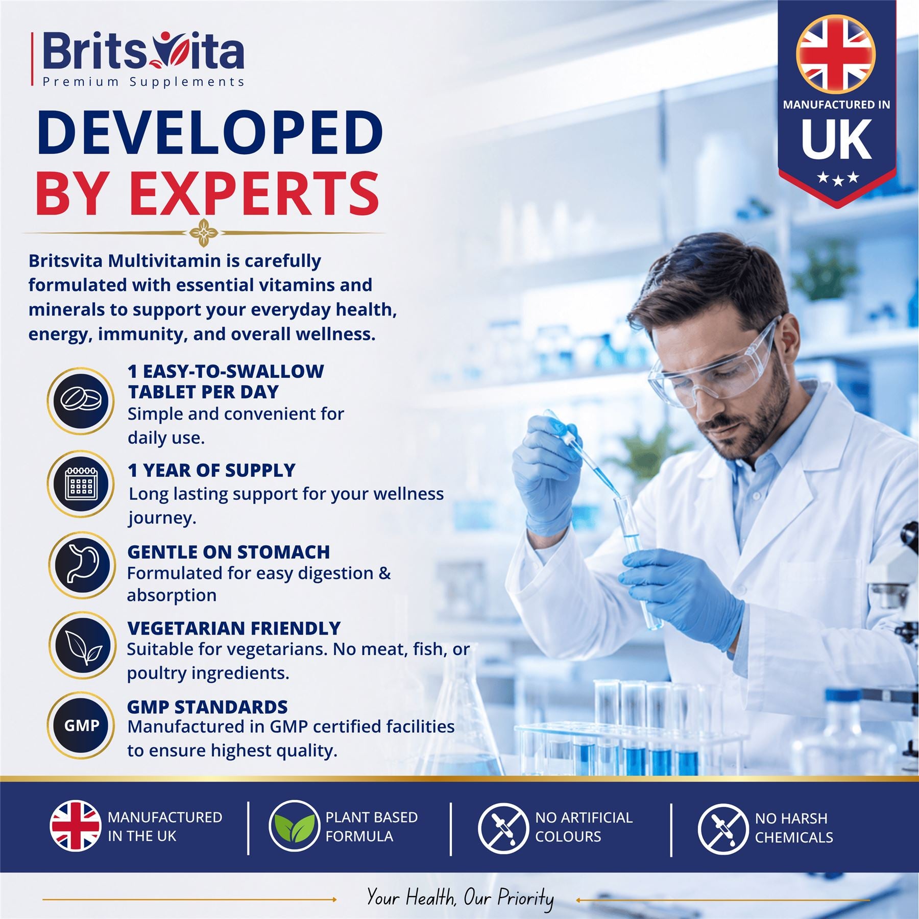 Brits Vita Daily Multi Vitamins 365 Tablets A-Z Essential Multivitamins Tablets