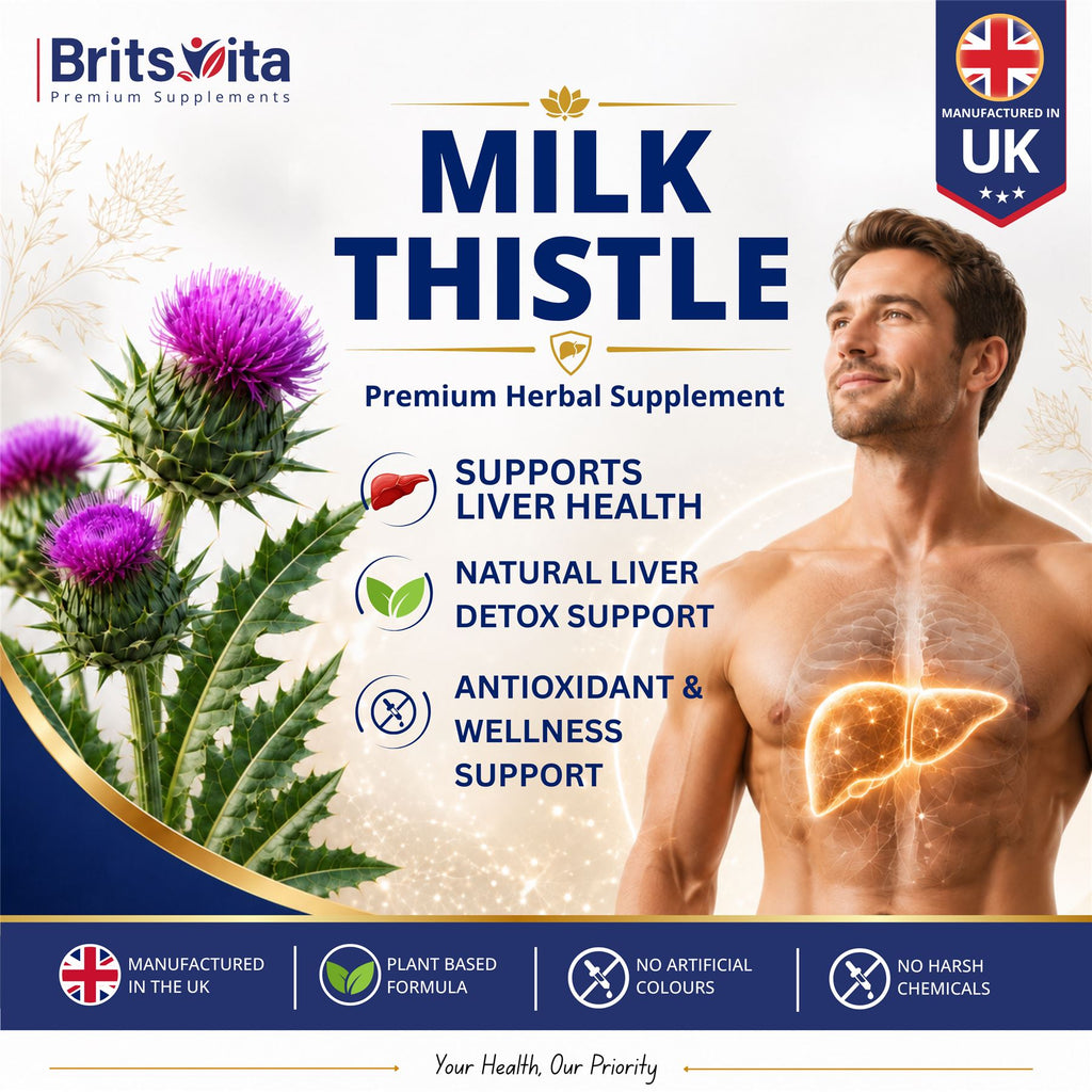 Brits Vita Milk Thistle 4000mg 180 Tablets High Strength 80% Silymarin Vegan UK