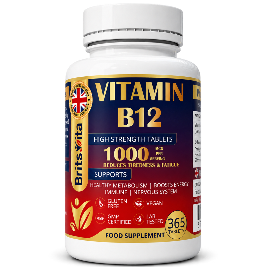 Brits Vita Vitamin B12 Tablets High Strength - 365 Tablets - 1000mcg Dual Power Vit B12