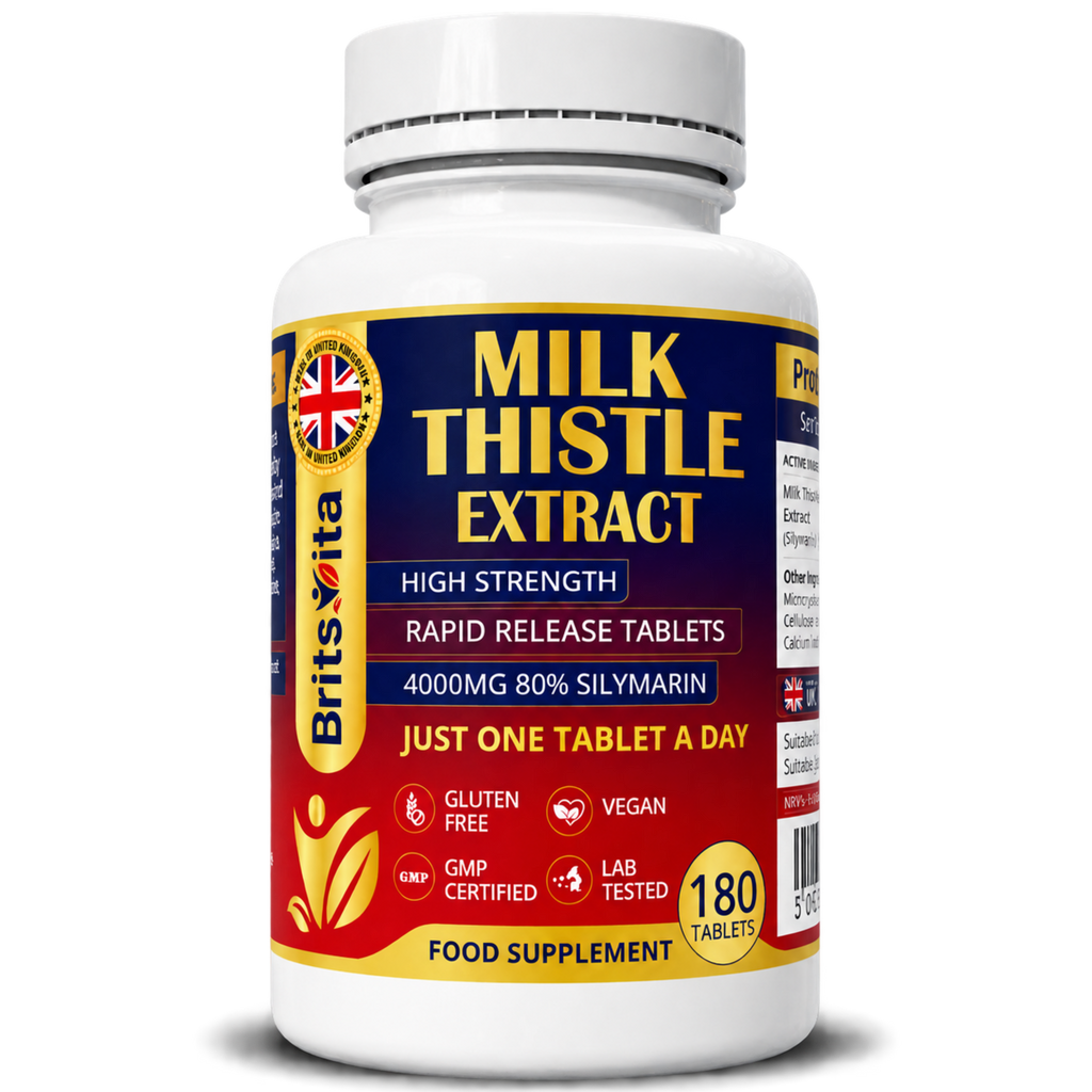 Brits Vita Milk Thistle 4000mg 180 Tablets High Strength 80% Silymarin Vegan UK