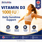 Brits Vita Vitamin D3 - 365 Tablets - 1000IU Teeth, Bone & Muscle health, Vit D