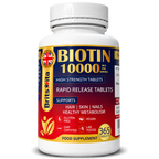 Brits Vita Biotin 10,000mcg 365 High Strength Tablets Vegan Hair Skin Vitamin B7
