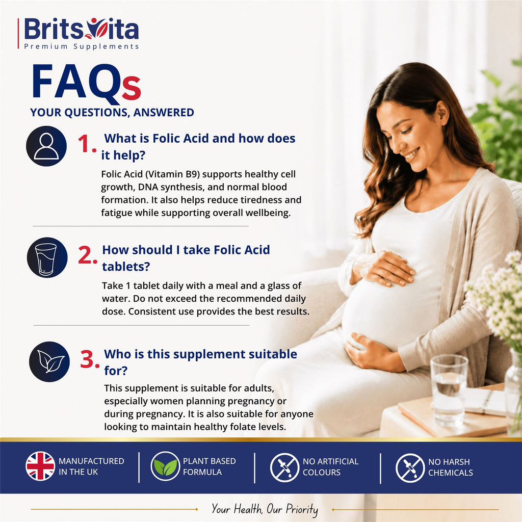 Brits Vita Folic Acid 400mcg 365 Tablets Healthy Pregnancy Support (Vit. B9)