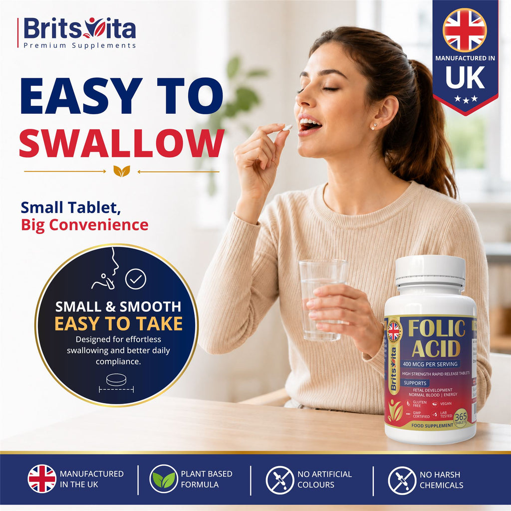Brits Vita Folic Acid 400mcg 365 Tablets Healthy Pregnancy Support (Vit. B9)