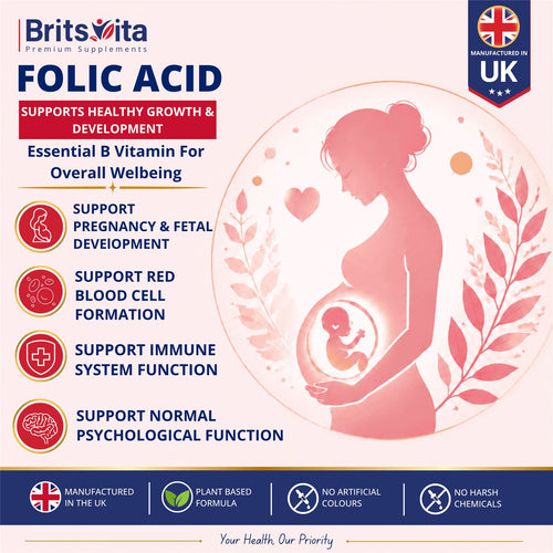 Brits Vita Folic Acid 400mcg 365 Tablets Healthy Pregnancy Support (Vit. B9)